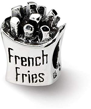 Anhänger aus 925er Sterlingsilber, poliert, mit Pommes-Frites-Perlen, Maße: 10 x 7,27 mm breit, Schmuck für Damen, Silber, Einheitsgröße
