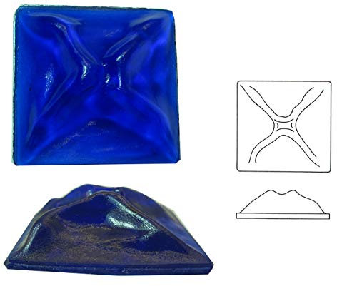 Réplica de cristal de Ullmannglass Tiffany, 1 unidad, bordes forjados, aprox. 40 x 40 mm, altura aprox. 12 mm., Color azul cobalto transparente.