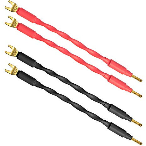 4 Units - 6 Inch - Canare 4S11 - Audiophile Grade - HiFi Speaker Cable Jumper Terminated with Gold Banana to Spade Connectors