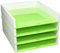Leitz Briefkorb A4, 4er Pack, Zweifarbiges Design, Weiß/Grün, Duo Colour, WOW, 53611054