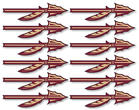 Sheet of 12: Arrowhead Shaped Stickers (Football Helmet Decal Seminole Player (1 x 2 inch)