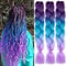 Ombre Braiding Hair, 3pack Kanekalon Haar Braids Extension, Jumbo Braid Haarverlängerung 24, Zöpfe Box Braid Haar Kunsthaar Haar Zum Einflechten (Dunkellila-Seeblau-Helllila)