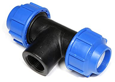 Set 5 pezzi Raccordo a T filettato a compressione art 14840 per tubi PE Plastica Alfa (16mm x 1/2 x 16mm)