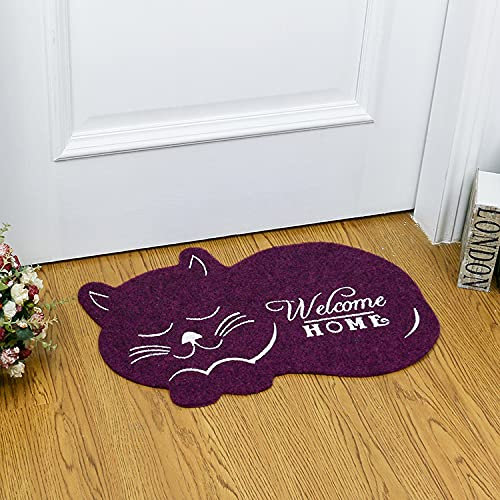 Ostseehannel Fußmatte Katze Fußmatte Fußabtreter Türmatte Kätzchen Katze Läufer Katzenliebhaber Schmutzfangmatte 40x 60 cm (Lila)