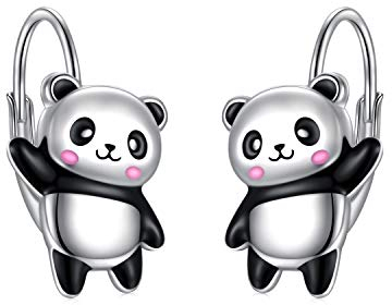 Panda Ohrringe Silber 925 Frauen Leverback Hypoallergene Tier Ohrringe Schmuck Geschenke für Frauen Mädchen
