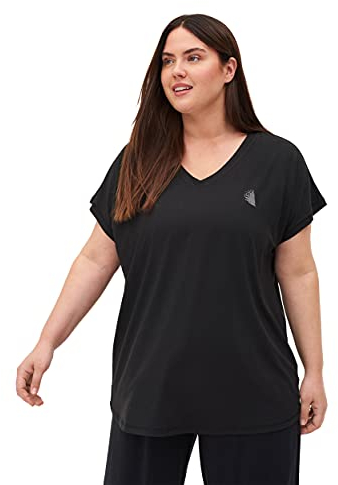 Zizzi Active by Große Größen Damen T-Shirt mit V-Ausschnitt Gr Gr S Black - Plus Size Damen Kleidung