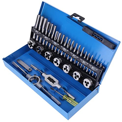 Gewindeschneidwerkzeug, 32-teiliges M3-M12 Gewindebohrer mit grober Steigung aus legiertem Stahl Gewindebohrer und Matrizensatz mit Schraubenschlüssel-Schraubwerkzeug-Gewindelehre Handwerkzeuge