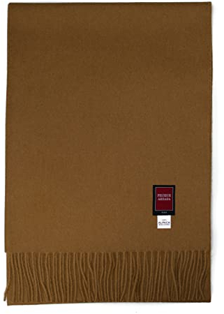 PREMIUMARMADA Purer Wollschal aus 100% Wolle Alpaka, eleganter Winterschal, Wollschal aus feiner 100% Alpaka Wolle, weich, warm, pures elegantes Naturhaar unisex, natur (vicuna kamel braun)