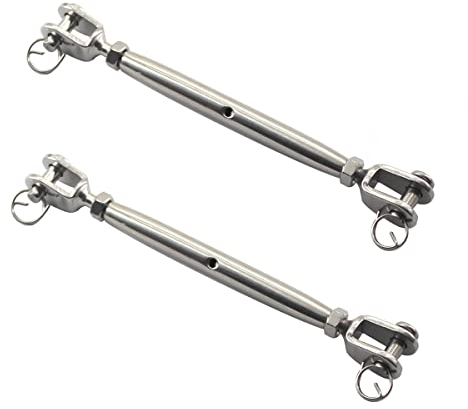 2Pcs 304 Stainless Steel Rigging Screw Jaw Closed Body M6, Medifier Turnbuckle, Tensioner