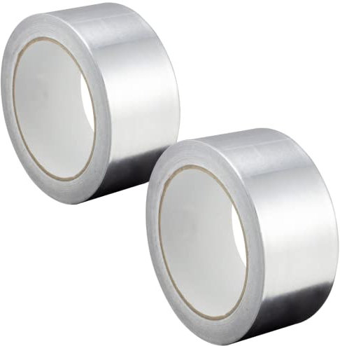 GOCABLETIES - Cinta adhesiva de aluminio de 48 mm x 25 m - Autoadhesiva y resistente al agua y al calor - Ideal para sellar, reparar y aislar - 2 rollos