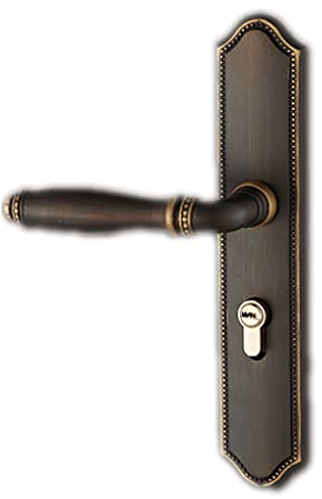 Türgriff Türbeschlag Stummschaltung Kupfer Türverriegelung Türhebel Indoor Massivholz Türgriff mit Schlüssel, reversibel for rechts & linke Seite Türgriffe Innentüren ( Color : Coffee right inner )