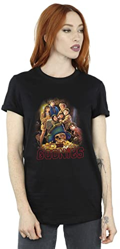 Absolute Cult The Goonies Women's Family Poster Boyfriend Fit T-Shirt Black Large