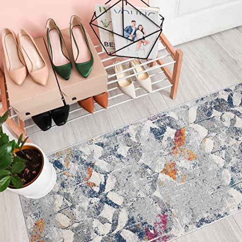 Mazovia Teppich Läufer Flur - Modern Abstraktes Teppichläufer - Kurzflor Flurläufer für Vorzimmer, Schlafzimmer, Küche - ÖKO-TEX Zertifiziert - Meterware - Grau - 100 x 325 cm