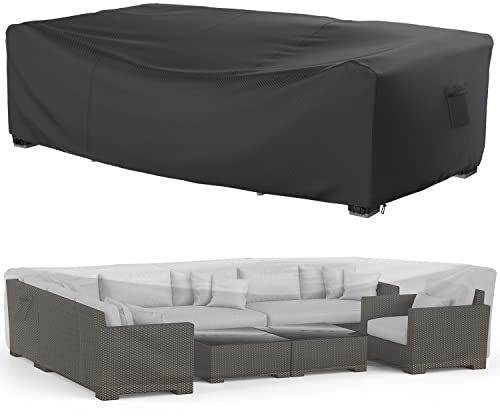 Mrrihand Funda Muebles Jardín Impermeable 280x204x106 cm, Funda Sofás Jardín Exterior 600D Tela Oxford Impermeable Con Revestimiento de PU, Funda Mesa Jardín Con Salida de Aire para Mesas y Sillas