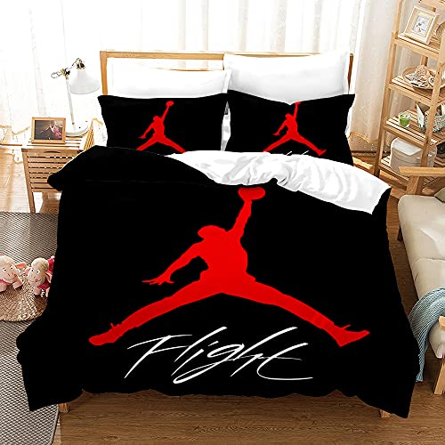 Basketball Duvet Cover Set JOR & Dan with Pillowcase for Children Anime Bedding Sets for Boys (Single,1)