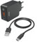 Hama Schnellladegerät, mit Ladekabel USB C, 19,5W (Set, Qualcomm Quick Charge 3.0, USB Ladegerät, für Handy, Smartphone, Tablet, Power Pack, Ladekabel Typ C Ladegerät, schnellladen, klein) schwarz
