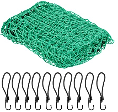 Relaxdays Anhängernetz 2,5 x 3,5 m, mit 10 Haken, Eckmarkierungen, Gummiseil, Anhänger Ladungssicherung, Spannnetz, grün