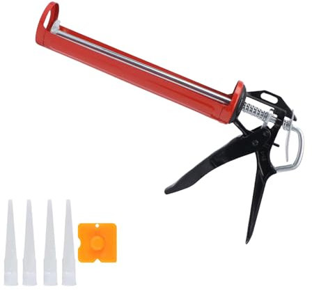 GAILY YOUTH Caulking Gun Drip Free Sealant Caulk Gun, Silicone Caulk Gun 360 Degrees Rotary Caulk Gun for Caulking Sealing and Filling Cracks Joint (Red)