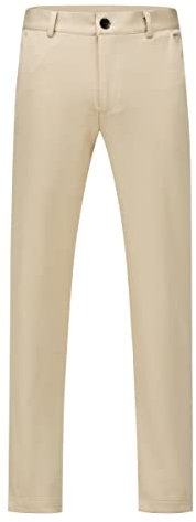 Allthemen Pantalon de Costume Homme Stretch Couleur Unie Pantalon Slim Fit Droit pour Business Kaki 3XL