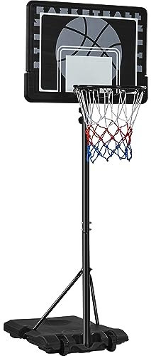 Yaheetech Panier de Basket Extérieur Portable Réglable en Hauteur 234-264 cm Panier de Basket sur Pied à roulettes avec Base de Lestage Panneau Arrière Robuste Noir