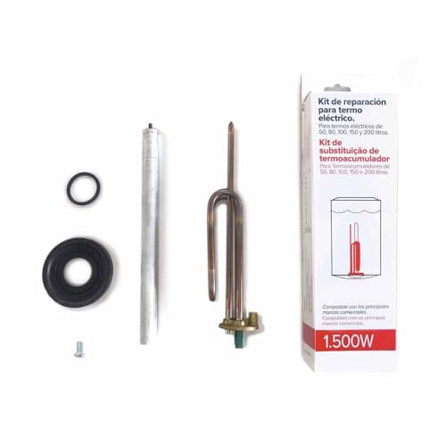 Ariston - Accessorio per scaldabagno elettrico, kit di riparazione per termos elettrico, varie marche con resistenza elettrica curva (1500 W) + anodo magnesio + guarnizione in gomma + vite di