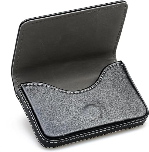 sundee Porte-cartes de visite en cuir synthétique de luxe pour homme et femme – Gardez vos cartes de visite propres, Hk (Noir), S, Minimaliste