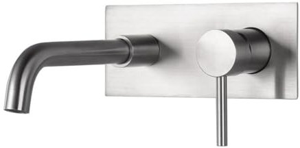 Waschtischarmatur Wandmontage Wasserhahn Bad Unterputz Edelstahl Gebürstet Waschbeckenarmatur Wasser Kalt und Heiß Drehbar Mischbatterie Waschbecken Bad-Gebürstet