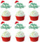 Blumomon 24 Stück Merry Christmas Cupcake Topper Grüne Weihnachts Kuchen-Topper Zahnstocher Flaggen für Weihnachts Kuchen Dekoration Weihnachtsfeier Feiertagsbedarf