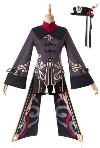 Hu Tao Walnuss Anime Spiel Cosplay Kostüm Outfit, Halloween Cosplay Animation Karneval Mode Kostüm Zubehör für Frauen (Hu Tao, S)