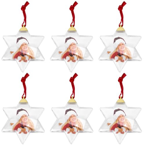 ifundom Foto-bastel-hängeornamente 6 Stück Sternform Sicheres Kunststoffmaterial Für Weihnachten