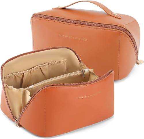 Trousse de Maquillage, Portable Trousse de Maquillage Femme Voyage, Trousse Toilette avec Compartiment Poignée, PU étanche pour Femmes Trousse pour Hommes Et Femmes