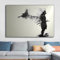 AWKFHF Leinwandbild Japanische Samurai Poster Kunstdruck Wohnzimmer Deko Schlafzimmer Bilder Wanddekoration (80X120CM,ohne Rahmen)