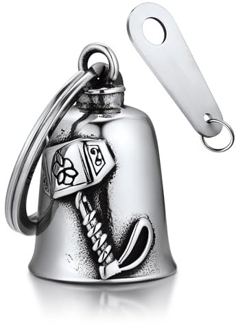 Bandmax Clochette Moto Viking Porte Bonheur à Motif de Marteau du Thor en Acier Inoxydable, Guardian Bell Lady