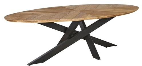 OUTLIV. Amsterdam Gartentisch aus Aluminium und Teak, 220x100x76 cm, mit Schweizer Kante, pflegeleicht und witterungsbeständig, 10 Sitzplätze