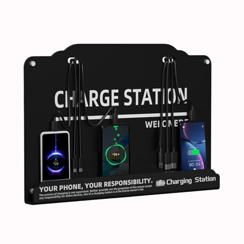 Estación de Carga de teléfono Celular montada en la Pared, estación de Carga rápida de 8 Dispositivos, Compatible con iPhone, iPad, Smartphone, tabletas, Puerto Android, Ideal para oficinas, hoteles,