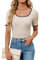 BellaDila Women's Summer Short Sleeve Square Neck T Shirts Color Block Slim Fit Rib Knit Basic Solid Tee Tops for Women 2025
