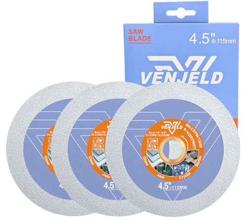 VENJELD Disco Diamante para Vidrio 115mm - 3Piezas Discos de Corte para Vidrio Jade Cristal Vino Botella Cerámica Azulejo Mármol