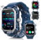 Rogbid Militär Stahl Gear Smartwatch Herren 1,96 Rugged Smart Watch mit Telefonfunktion 680mAH IP69 Wasserdicht 123 Sportmodi Fitnessuhr Herzfrequenz Blutdruck Schlafmonitor Sportuhr für iOS Android