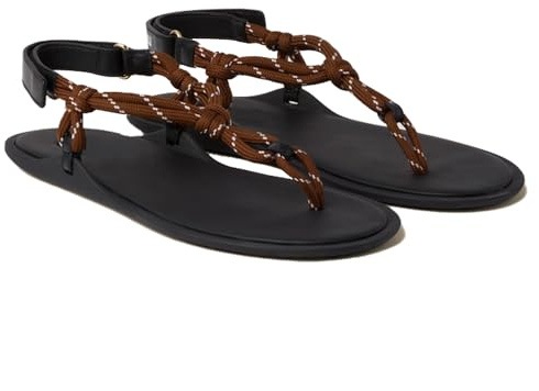 Molozoey Seil-Flip-Flop-Sandalen für Damen, verstellbarer T-Riemen, Slipper, bequeme Zehensandalen, elegante Damen-Sandalen, Braun, 40.5 EU