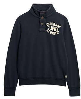 Superdry Herren Vintage Athletic Sweatshirt mit halber Knopfleiste Finster Marineblau XXL
