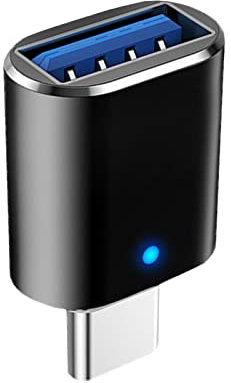 Tipo C - Adaptador USB C a USB 3.0 de aleación de aluminio con luz | Adaptador macho a USB 3.0 hembra tipo C para teclado E | Tipo C macho a USB hembra para teléfonos móviles