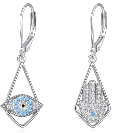 VONALA Böser Blick Ohrringe 925 Sterling Silber Böses Auge Hamsa Hand Tropfen Ohrringe Schmuck Geschenke für Frauen Mädchen