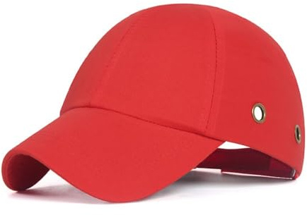 Baseball Bump Cap Safety Hard Hat Head Protection Cap Four Vents (Red)