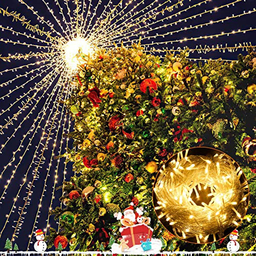 Daromigo LED Lichterkette Außen 100M 500LEDs 8 Modi, Lichterketten mit Memory Funktion IP44 wasserdicht für Party Hochzeit Garten Balkon Weihnachten, Warmweiß, Weiß Draht