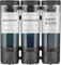 Black wall-mounted shampoo, conditioner, and body wash dispenser with 3 chambers. Perfect for keeping your shower organized and clutter-free