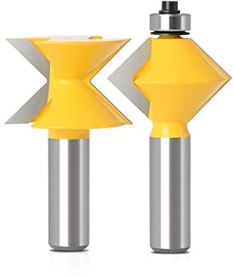 2pcs 90 Degree V Design Tingue Groove Edge Banding Router Bit Set Groove Chisel Cutter Tool For Woodworking Milling Cutter(8mm shank)