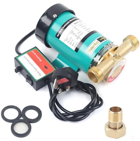 Shower Pump,120W 15m/49ft 25L/min Water Booster Pump,Hot/Cold Water Automatic Pump Circulation Pump with On-Off Pressure Control Switch for Garden Home Shower Washing Machine (1inch Caliber)