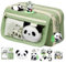 Panda Federtasche, Niedliches Federmäppchen Für Die Schule, Panda Große Kapazität Federmappe, Panda-Briefpapieretui Mit Reißverschluss Für Schule, Mehrschichtige Federtasche Mit Aufklebern Für Kinder