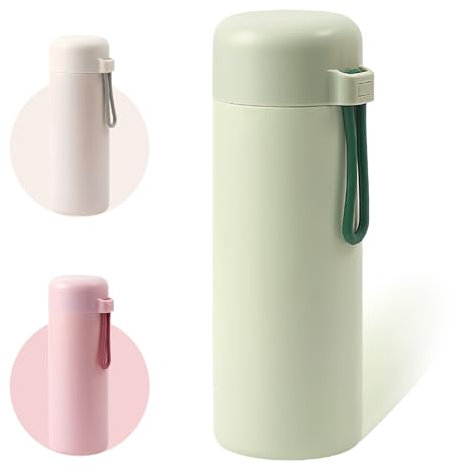 flintronic Mini Borraccia Termica, 420ml Borraccia, Bottiglia Acqua in Acciaio Inox, Borracce Senza Perdite, Borraccia Acciaio Inox Senza BPA per Viaggi Scuola Sport Campeggio (Verde)
