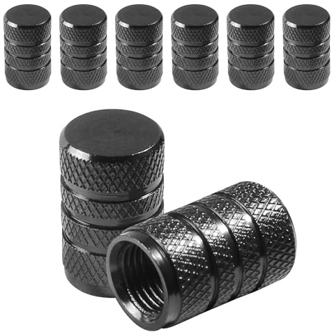 Xibao 8PCS Ventilkappen Auto,Autoventil Kappe,Ventilkappen Motorrad,Auto-Reifen Autoventil Radventilkappen,Eloxiertes Aluminium Reifenventilkappen-Set,Geeignet für Autos,LKWs,Motorräder,SUVs (Schwarz)